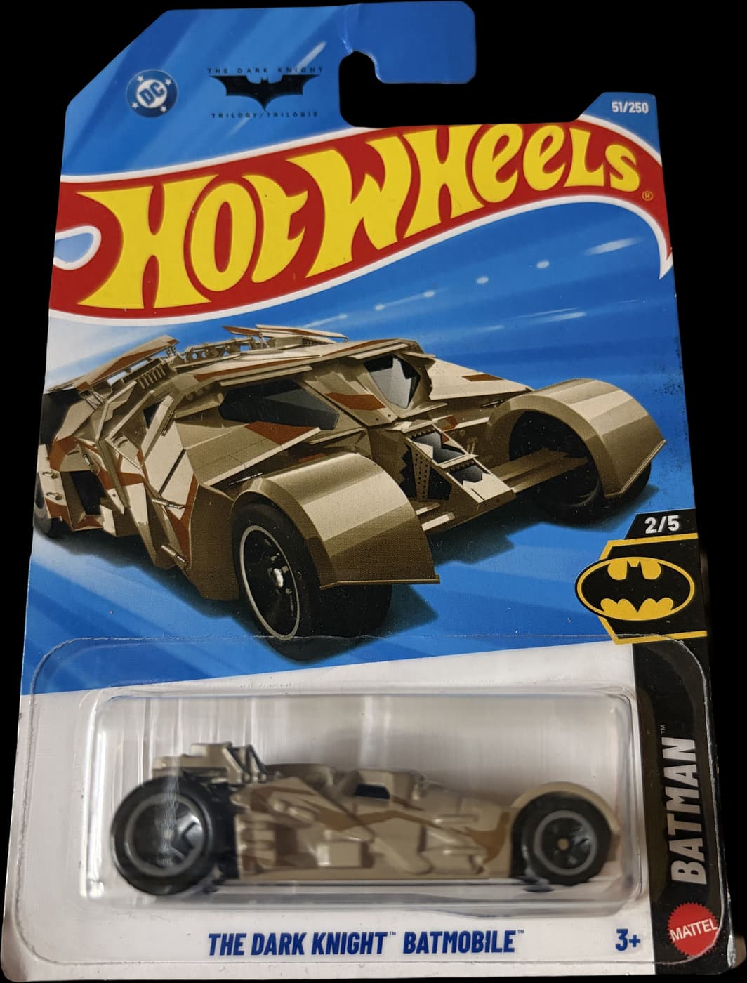 The Dark Knight Batmobile on its card